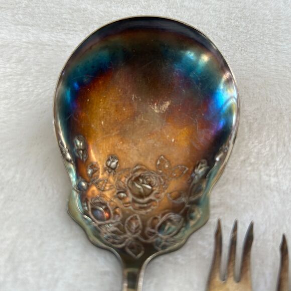 Vintage Holmes & Edwards Ladle Serving Silverplate Floral and Cocktail Forks Lot - Picture 2 of 11